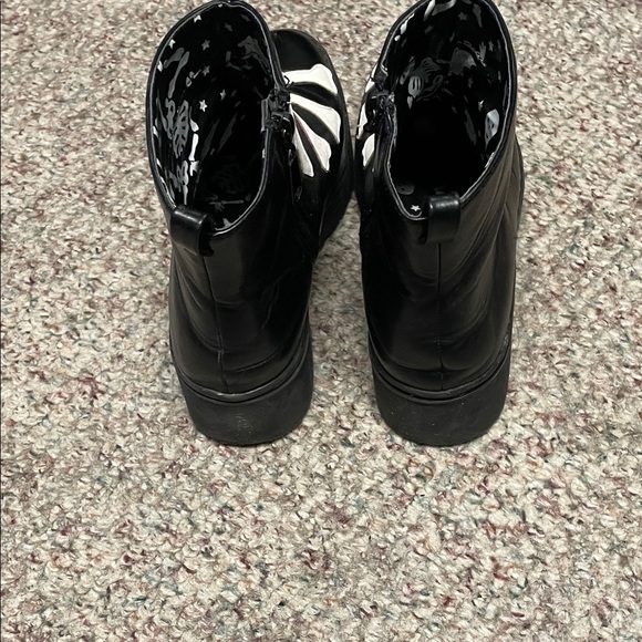 Ironfist Black and White Skeleton lug sole Ankle Boots - Picture 8 of 12